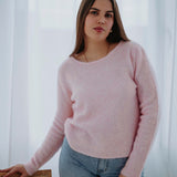 FRANCESCA SOFT PINK LACE KNIT SWEATER