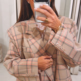 CHARLOTTE BEIGE/PINK CHECKERED BLAZER