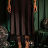 HO HO HOLD ME BLACK SATIN SKIRT