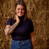 ABIGAIL DARK BLUE TURTLENECK SHORTSLEEVE TOP