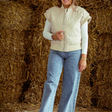 SYBIL BEIGE SLEEVELESS PUFFER ZIP JACKET