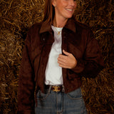 VERONICA BROWN SUEDE ZIP JACKET