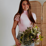 LUNA LIGHT PINK SHORTSLEEVE TURTLENECK TOP