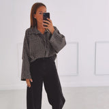 ELEA BROWN CHECKERED BLOUSE