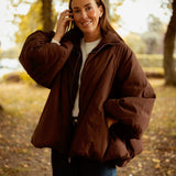 HELLO OCTOBER BROWN PUFFER JACKET
