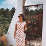 CALA SERENA RED/WHITE POLKADOTS DRESS
