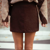 GLASGOW BROWN SUEDE SKIRT C2522-CH-1