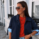 KEELY DARK BLUE SHORTSLEEVE TRENCHCOAT
