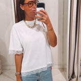 ISA WHITE LACE T-SHIRT