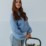 DIANA BLUE RIBBED CARDIGAN