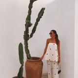 LEONOR ECRU LINEN POLKADOTS TWO-PIECE SET