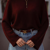 MACKENZIE BORDEAUX KNIT SWEATER