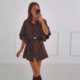 ISABELLE BROWN CHECKERED DRESS