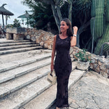 IZABEL BROWN FLOWER DRESS