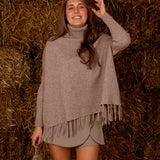 VIXIE TAUPE BUTTON SKORT