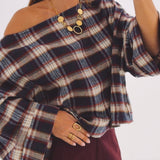 HARPER DARK BLUE CHECKERED BLOUSE