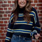 LEONTINE DARK BLUE STRIPED SWEATER