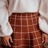 TERRA CAMEL BROWN CHECKERED SKIRT