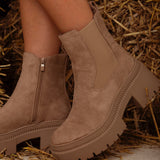 TEXAN TAUPE SUEDE BOOTS