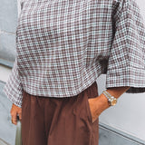 CORALIE BROWN CHECKERED BLOUSE