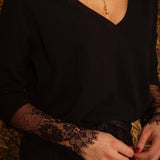 KODA BLACK LACE V-NECK PULL