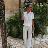 PLAYA DEL CARMEN ECRU CROCHET PANTS