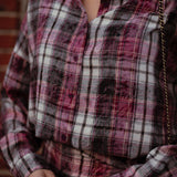 HAZY HUG BORDEAUX CHECKERED BLOUSE