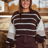 POSEY BROWN STRIPED SWEATER