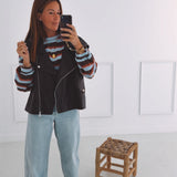 TINA BROWN LEATHER SLEEVELESS JACKET