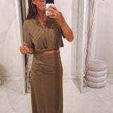 ISOLDE KHAKI LINEN TWO-PIECE SET