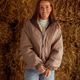 TRUDY DARK BLUE/TAUPE REVERSIBLE PUFFER JACKET