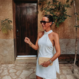 PRECIOSA ECRU HALTER DRESS