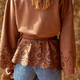 BRONCO BROWN SUEDE FLOWER JACKET