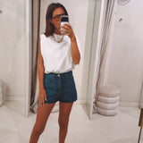 ELINE BLUE POLKADOTS DENIM SHORT