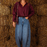 PRUDENCE BURGUNDY BUTTON BLOUSE