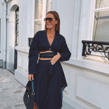 NOELLE DARK BLUE DENIM TWO-PIECE SET
