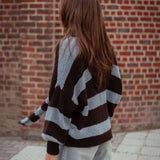 LOST IN THE CITY BROWN/LIGHT BLUE CARDIGAN WITH SCARF