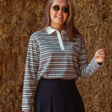 DURANGO GREY STRIPED LONGSLEEVE POLO SHIRT