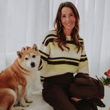 JEMMA YELLOW/BROWN STRIPED KNIT SWEATER