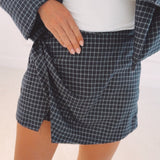 EMILY DARK BLUE CHECKERED SKORT