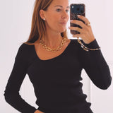 CAMELIA BLACK RIBBED LONGSLEEVE SHIRT