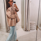 CHARLOTTE BEIGE/PINK CHECKERED BLAZER