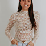 SIMONE ECRU LACE LONGSLEEVE TOP