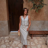 ESTEFANIA BEIGE LINEN TWO-PIECE SET