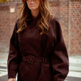 WHISPERING WIND BROWN BELT SUEDE JACKET