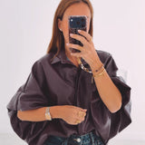 SAVANNAH BURGUNDY LEATHER BLOUSE