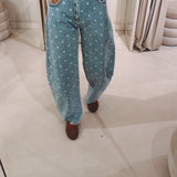 POLKADOTS BLUE BALLOON JEANS A5061