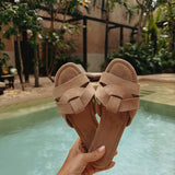 ZAFRA TAUPE SUEDE SLIPPERS
