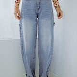 BLUE RHINESTONE CARGO BALLOON JEANS A2010-A