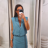 FEMKE BLUE BUTTON BLOUSE
